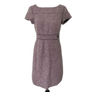 VTG Ann Taylor Purple Tweed Cap Sleeve Sheath Lined Corpcore Officecore Dress 6